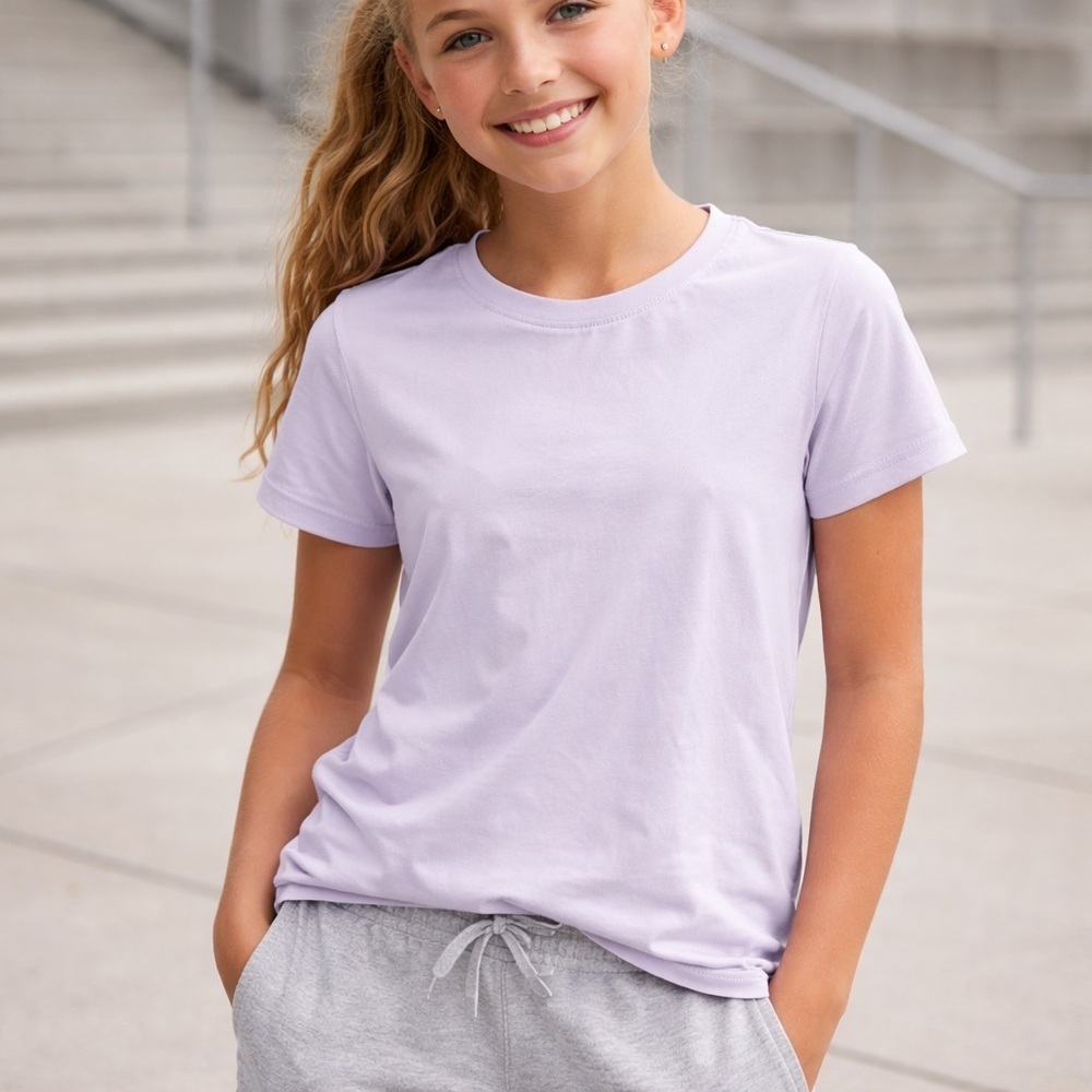 TEK Gear Soft Tek Lavender Performance Tee Youth L 10/12 Active Top